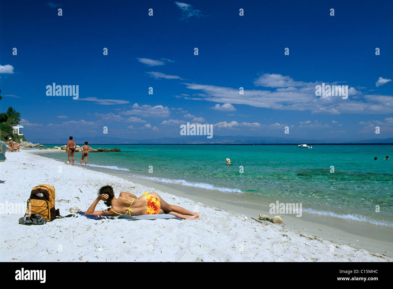 Greece beach sunbathing woman hi-res stock photography and images - Alamy