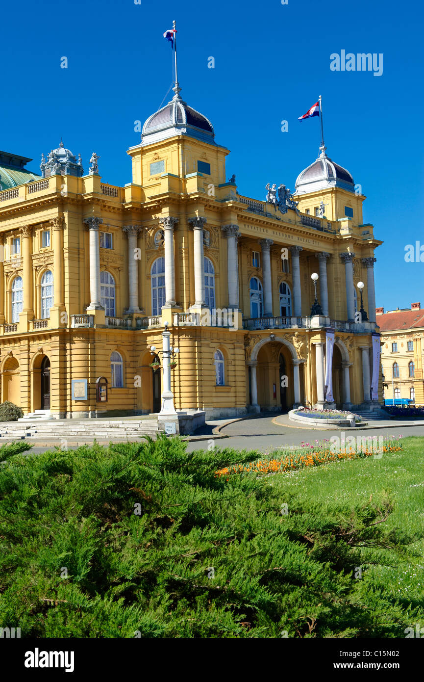 The Neo Baroque Croatian National Theatre, Marshal Tito Square , Zagreb, Croatia Stock Photo