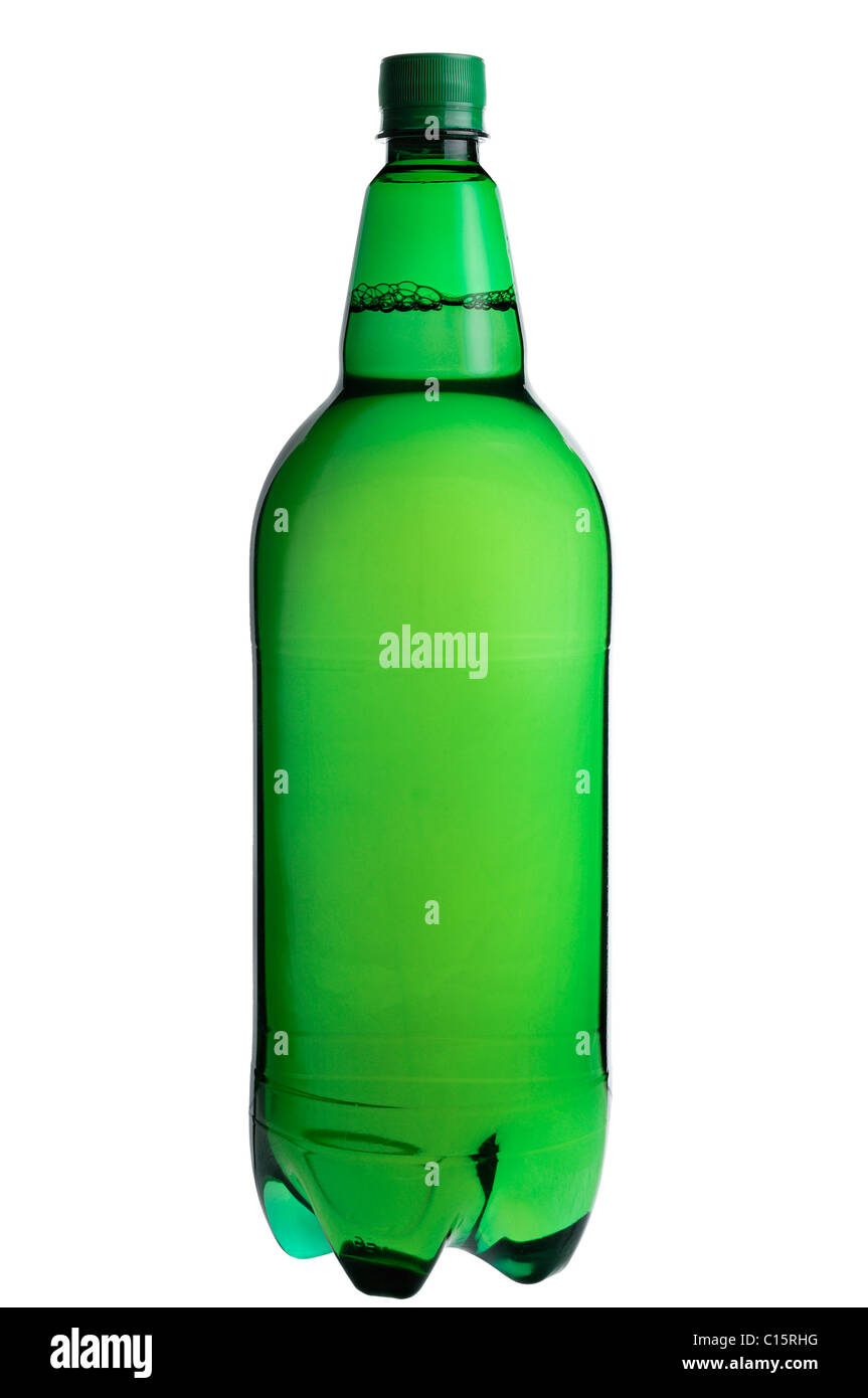 Green Plastic Bottle, Cut Out. Stock Photo