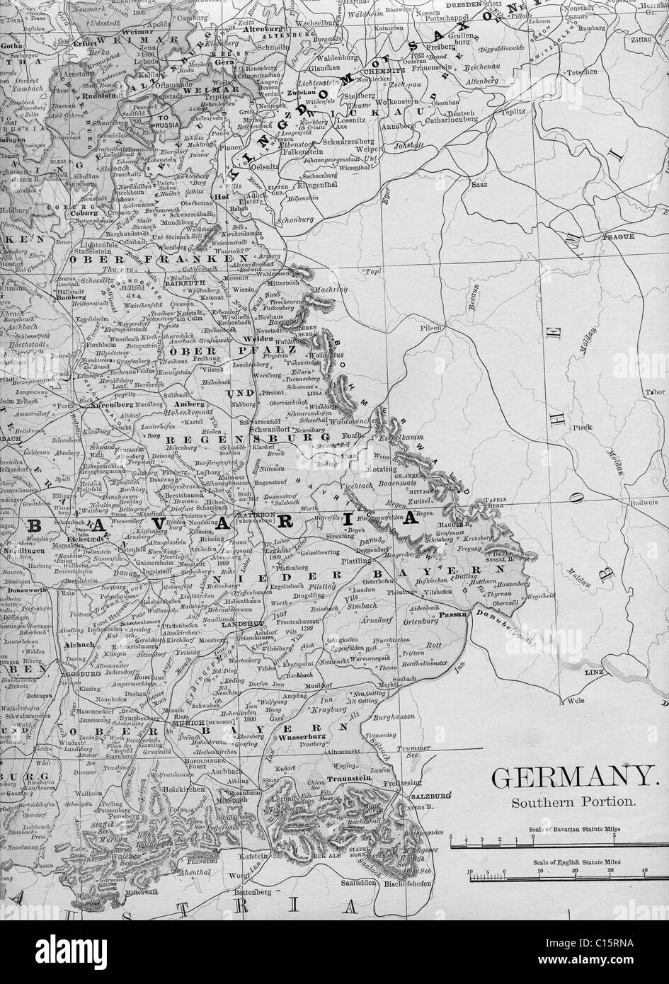 Old map of Selkirk County from original geography textbook, 1884 Stock