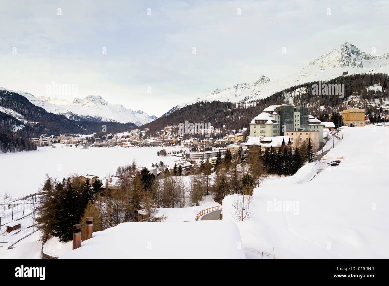 St Moritz, Switzerland winter scenic Stock Photo