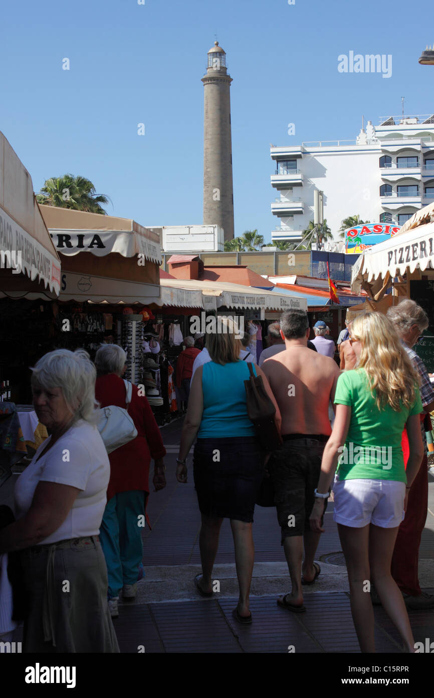 THE SEAFRONT MARKET STREET AT MASPALOMAS ON THE ISLAND OF GRAN CANARIA