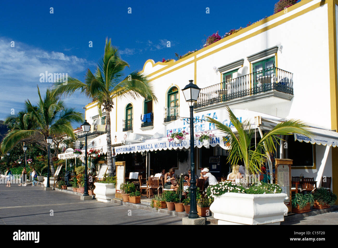 Restaurant on the harbour of Puerto de Mogan, Gran Canaria, Canary