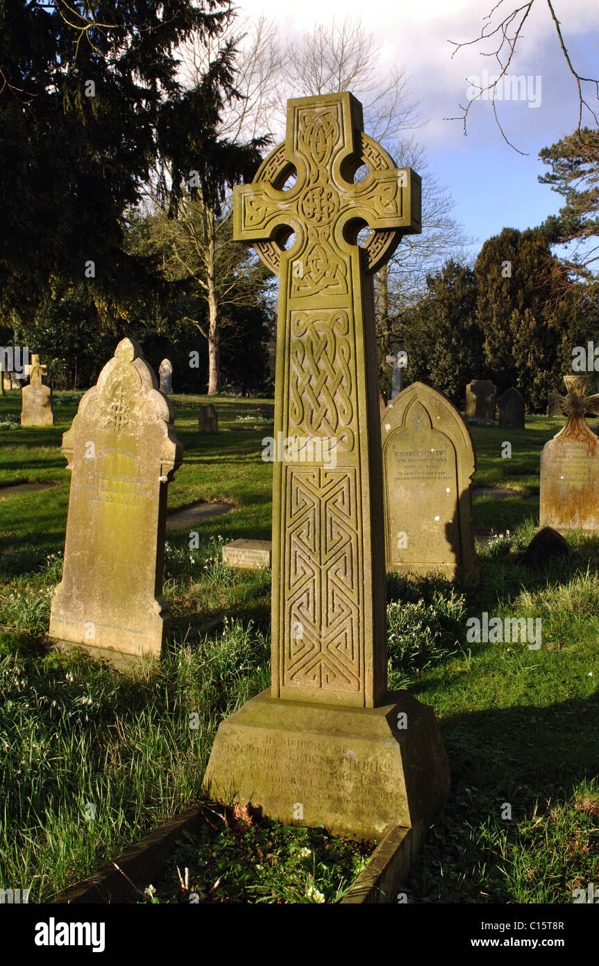 Grave of 10th Lord Byron, All Saints churchyard, Thrumpton, Nottinghamshire, England, UK Stock Photo