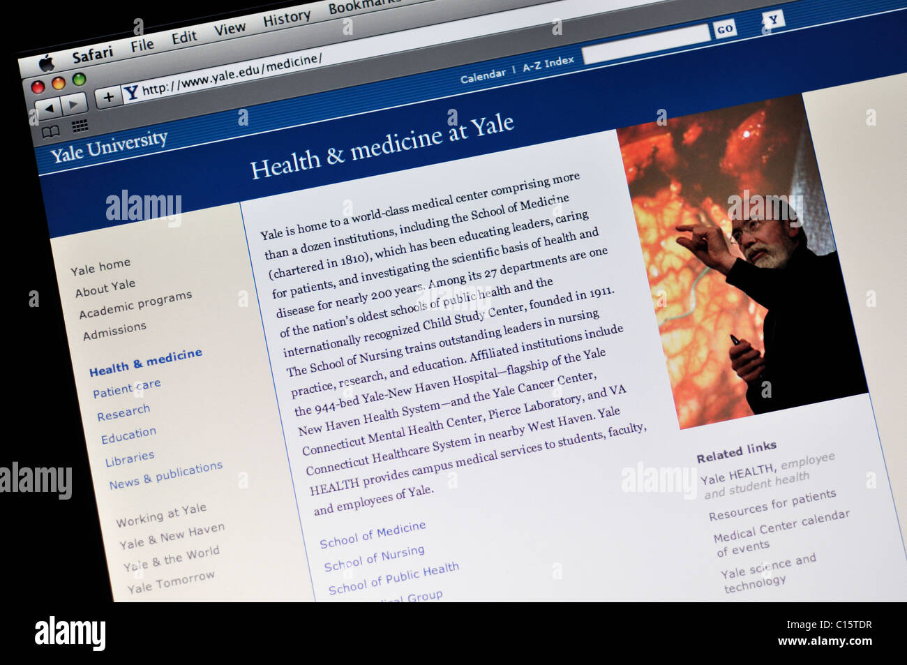 Yale Medical School website, Yale University Stock Photo