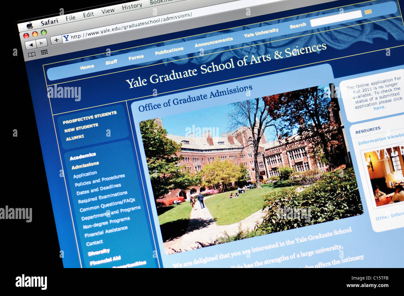 Yale Graduate School of Arts & Sciences website, Yale University Stock Photo