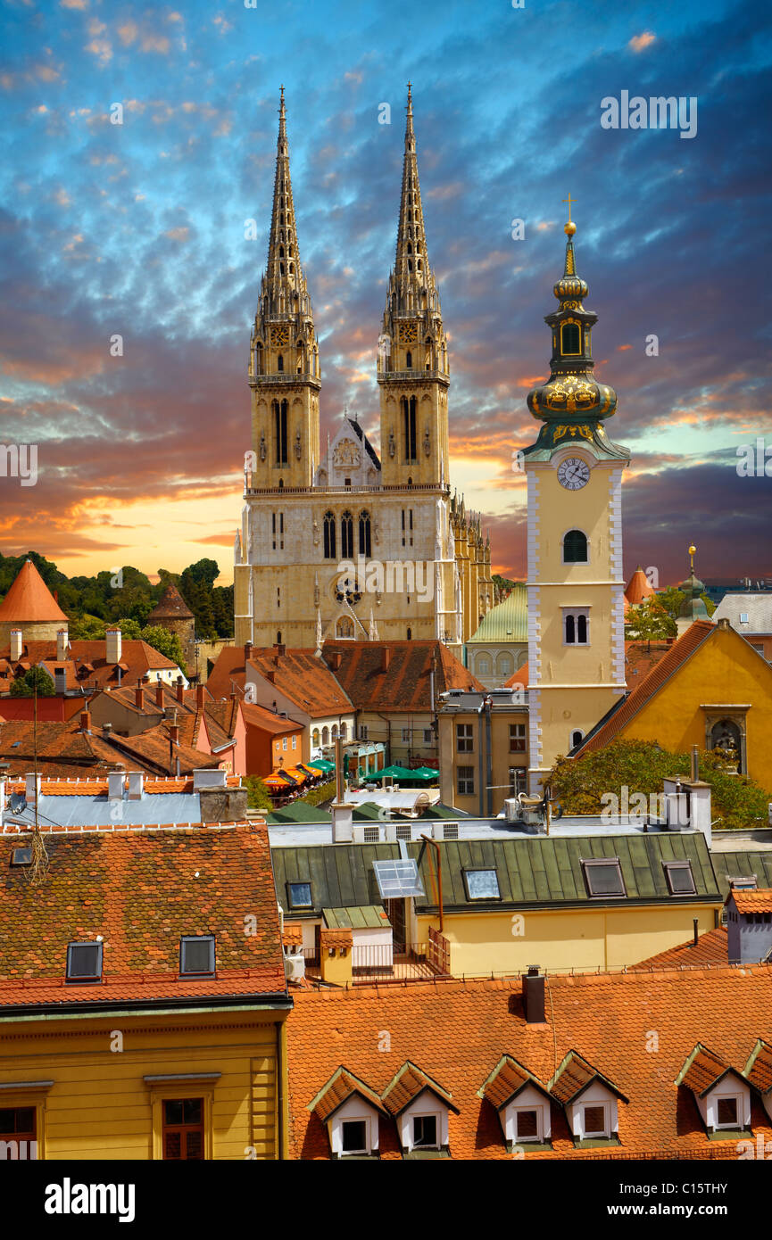 The Neo Gothic Cathedral of the Assumption of the Blessed Virgin Mary, Zagreb, Croatia Stock Photo