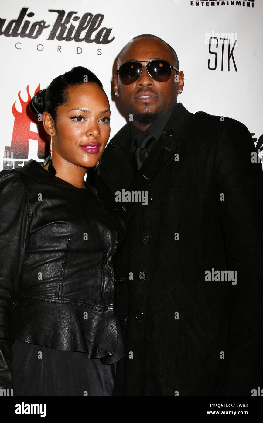 Omar Epps with wife Keisha Spivey RedZone Entertainment and Radio Killa Records 2009 Pre-Grammy party held at STK Los Angeles, Stock Photo
