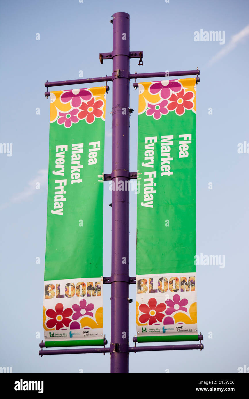 Local Initiatives Sign A flea market sign, part of a buy local initiative in Loughborough ...