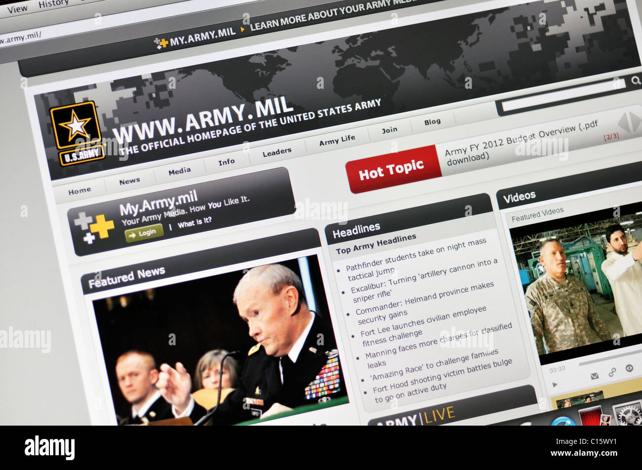 United States Army website Stock Photo