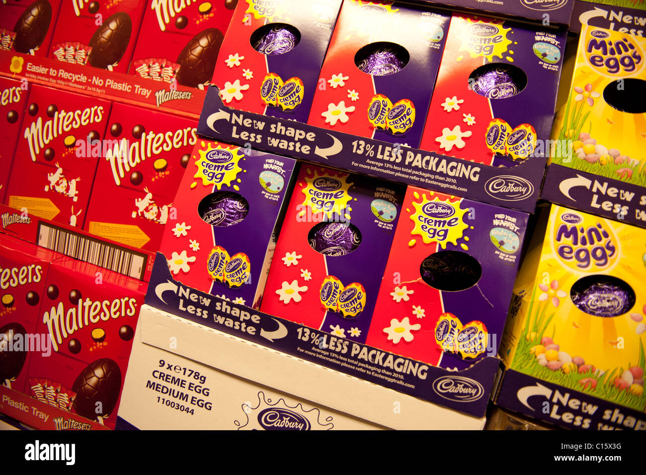 chocolate easter eggs on sale in shop, UK Stock Photo