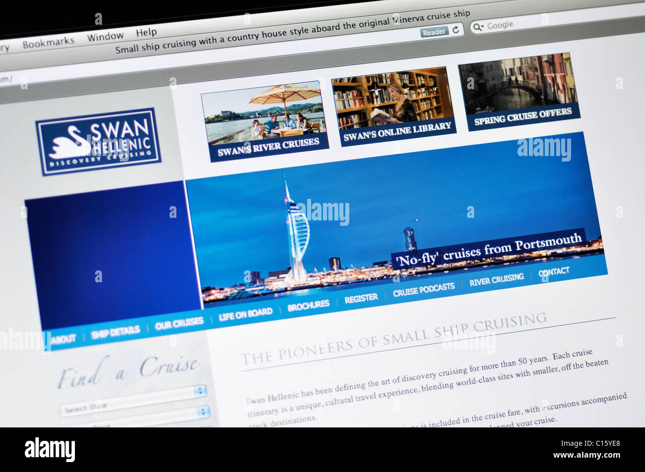 Swan Hellenic cruise line website Stock Photo