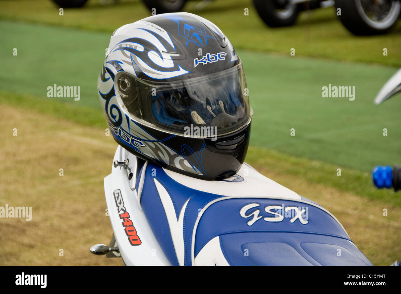 KBC helmet on the back of a GSX 1400 motorcycle Stock Photo - Alamy