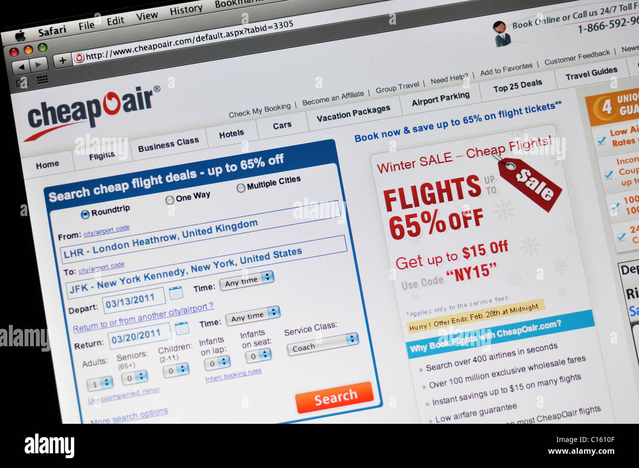 CheapOAir flights website Stock Photo