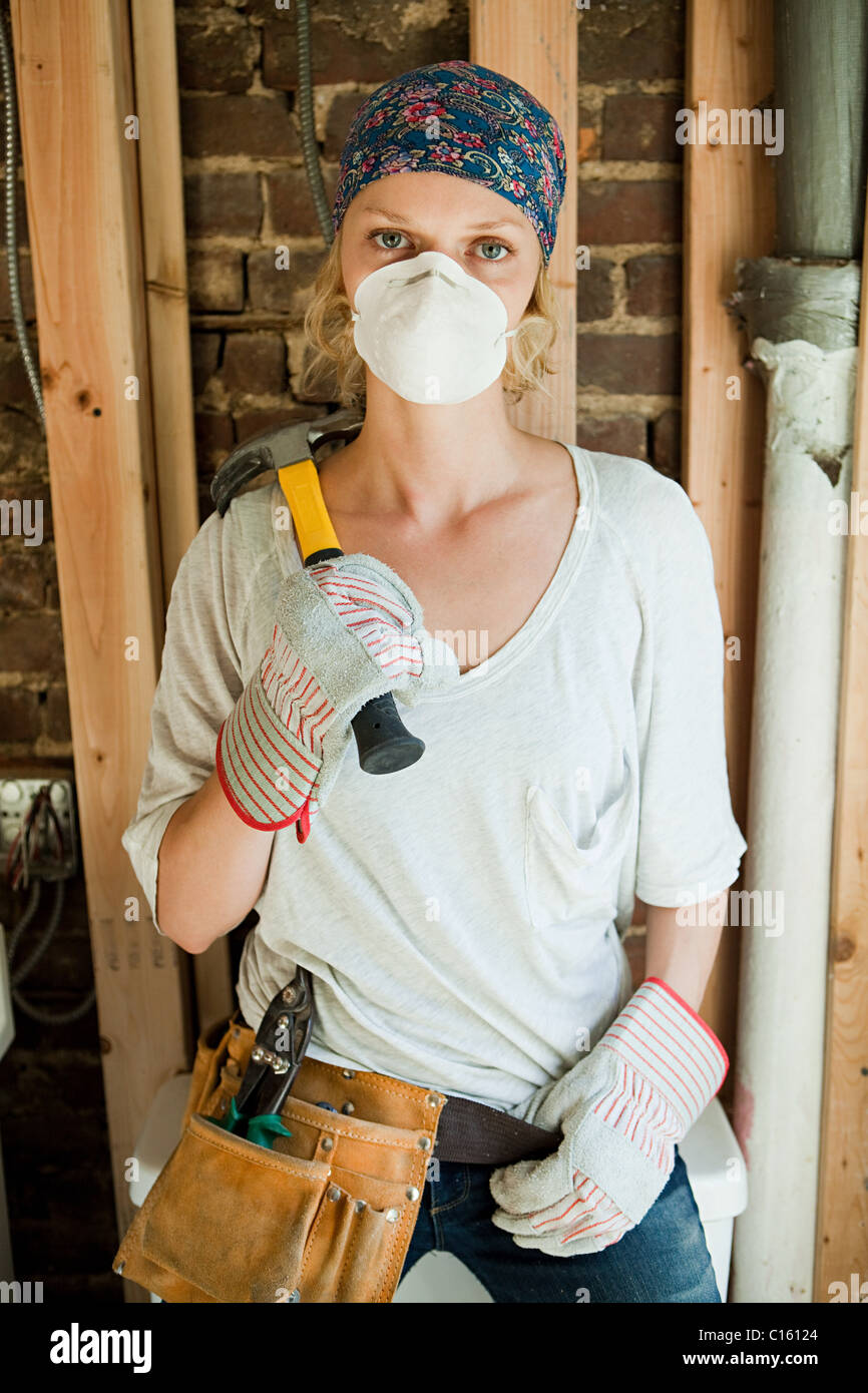 Caucasian woman wearing mask gloves hi-res stock photography and images ...
