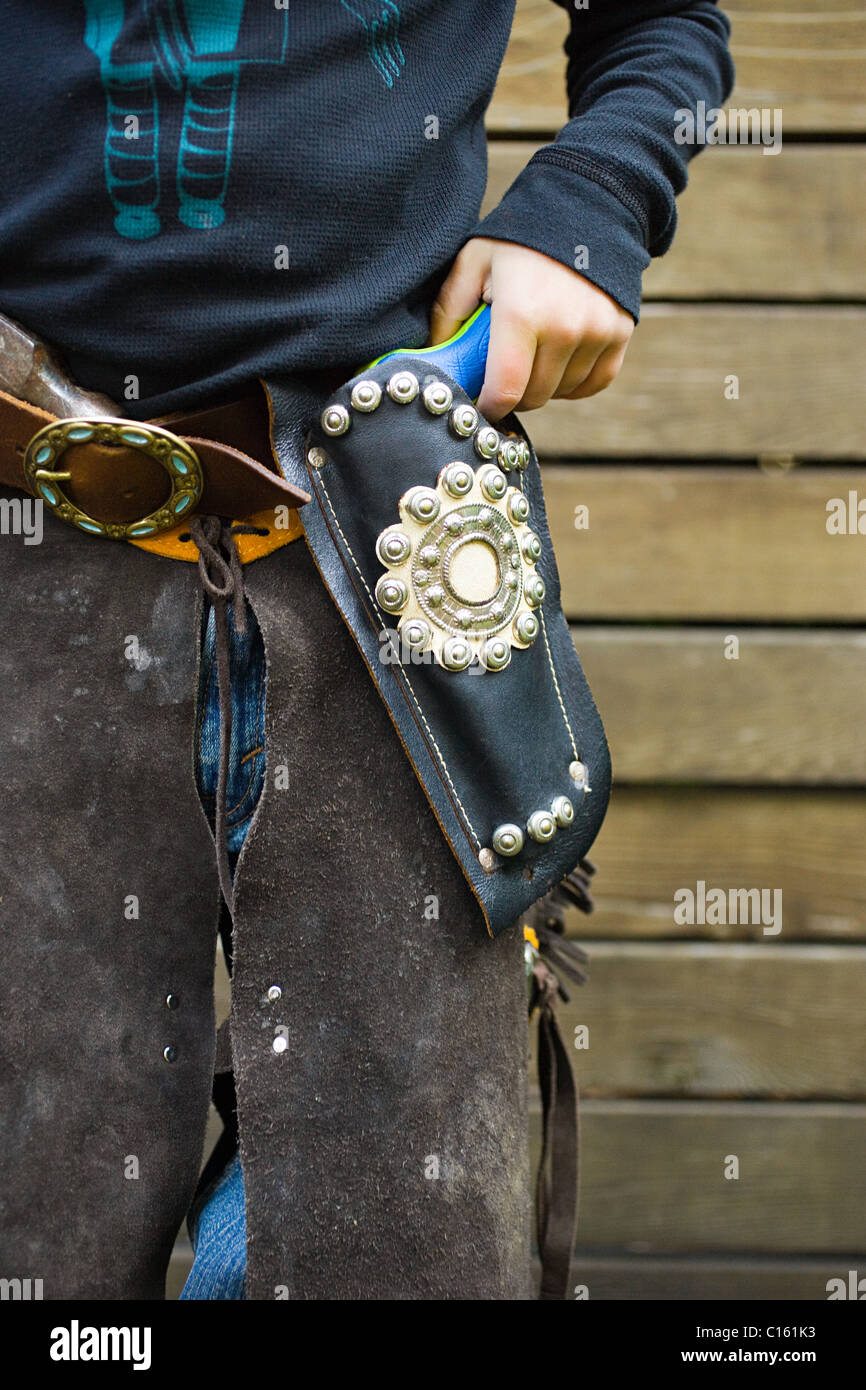 Boy dressed up as cowboy Stock Photo Alamy