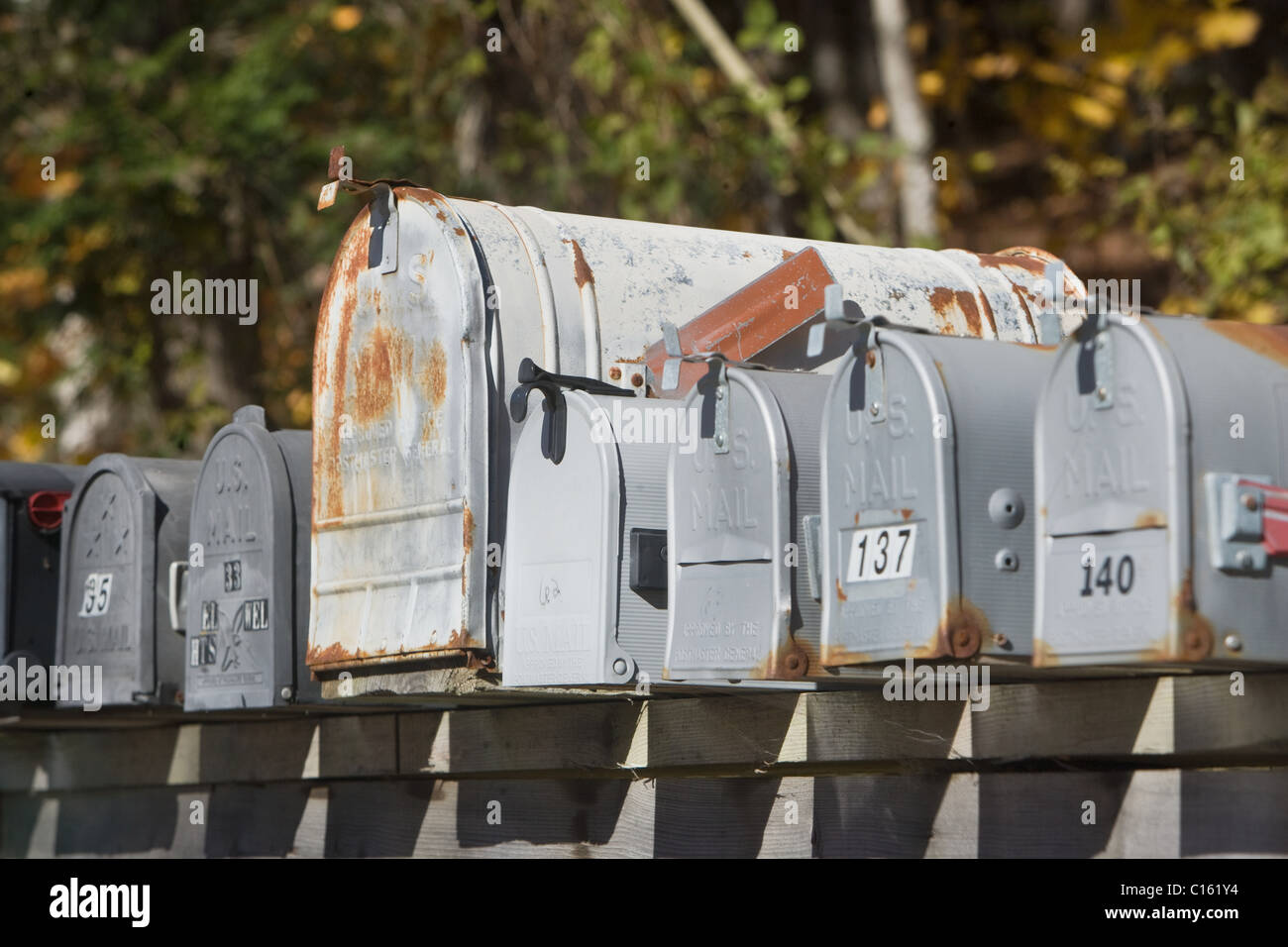 Mail boxes in a row Stock Photo Alamy