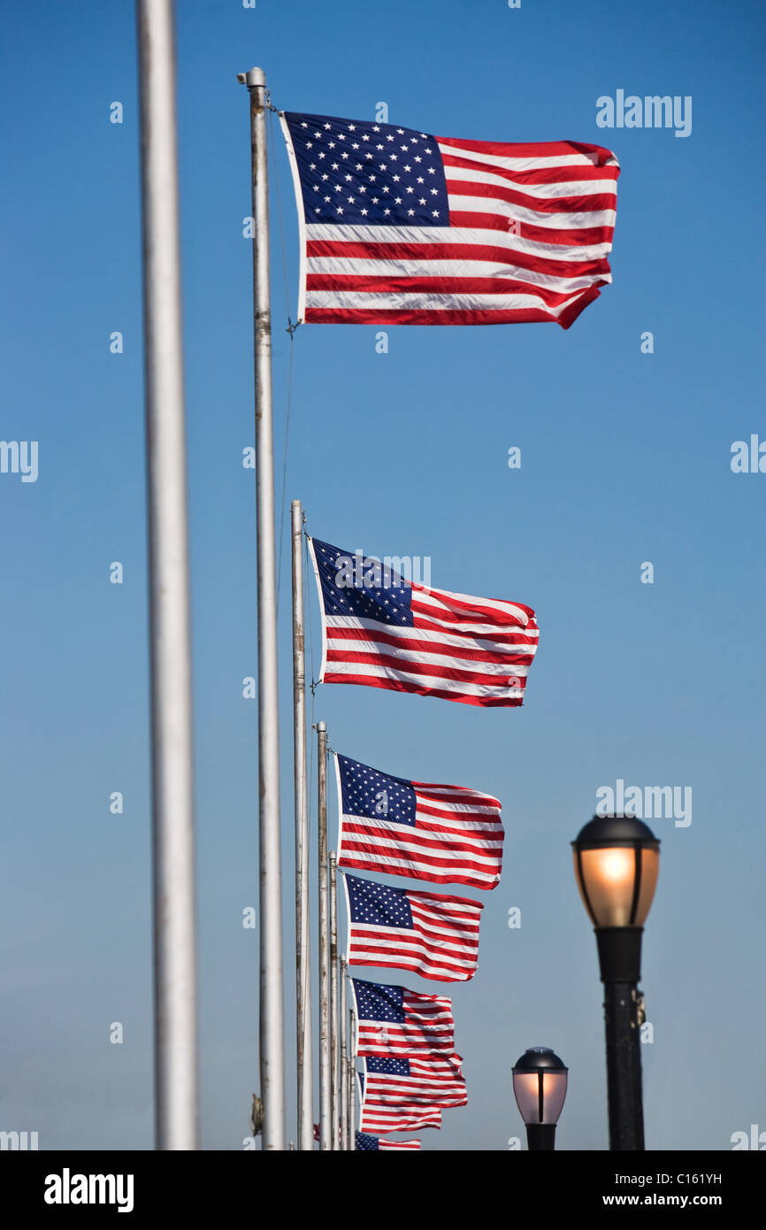American flags and lamp posts Stock Photo Alamy