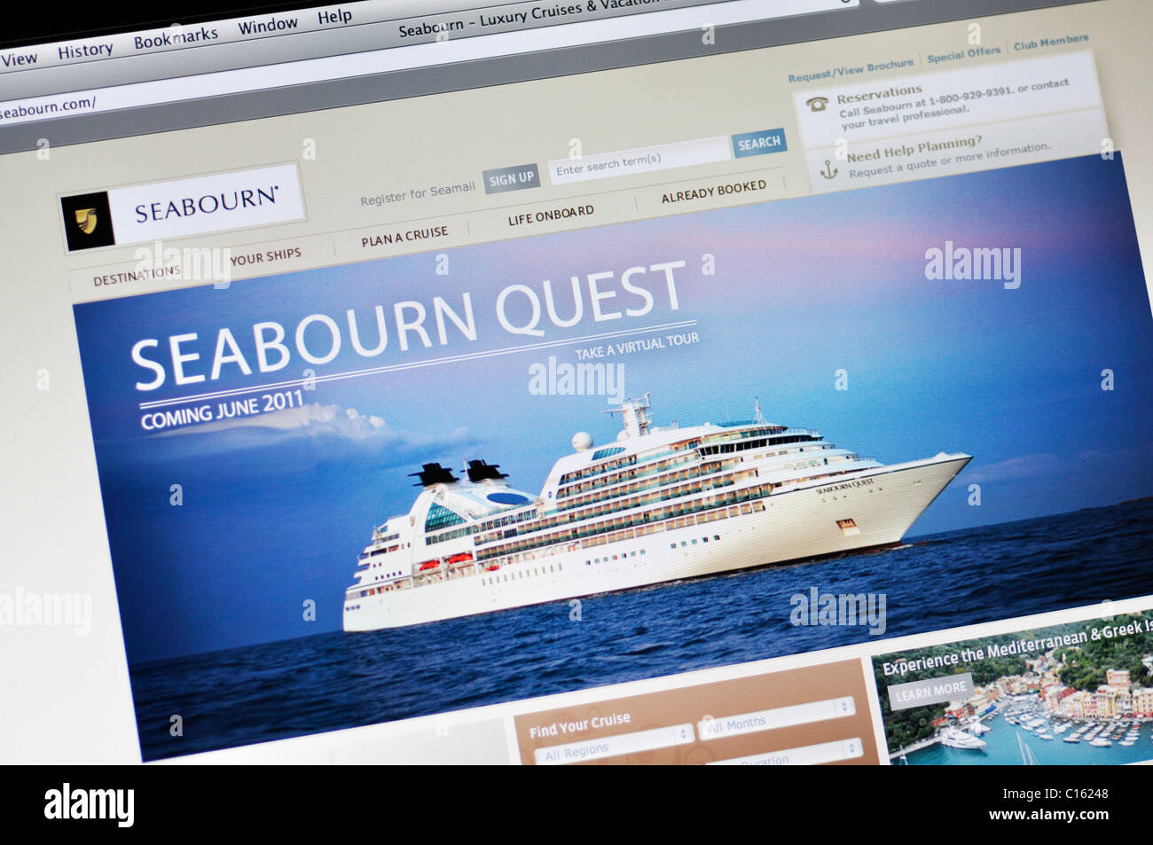 Seabourn Quest cruises website Stock Photo