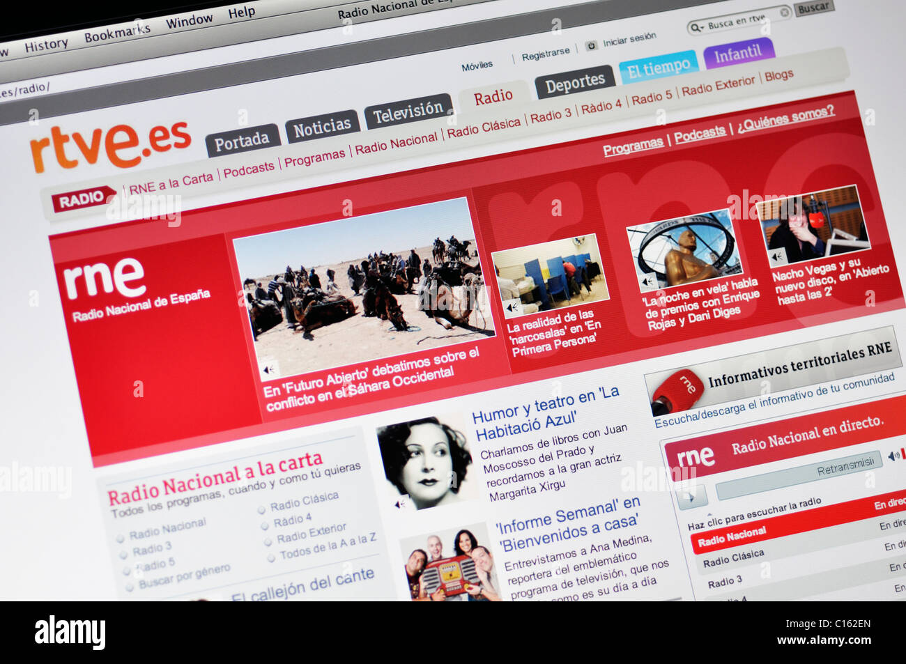 RTVE Spanish television and radio website Stock Photo