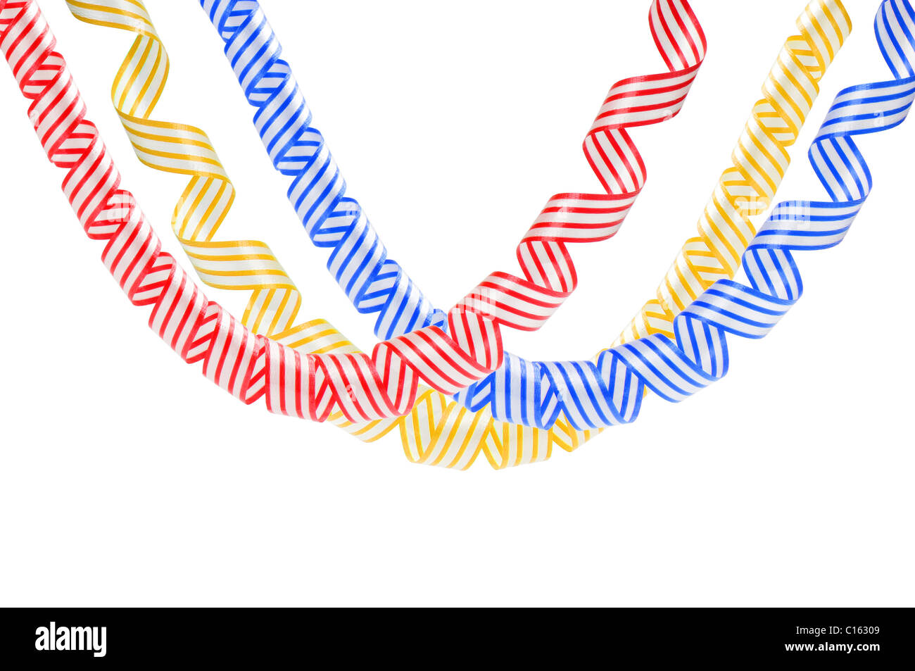 colorful streamers on white background Stock Photo - Alamy