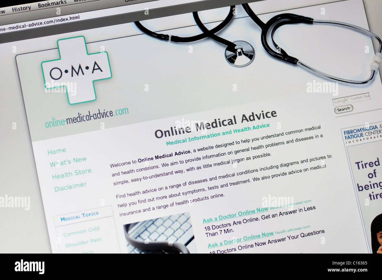 Online Medical Advice website Stock Photo