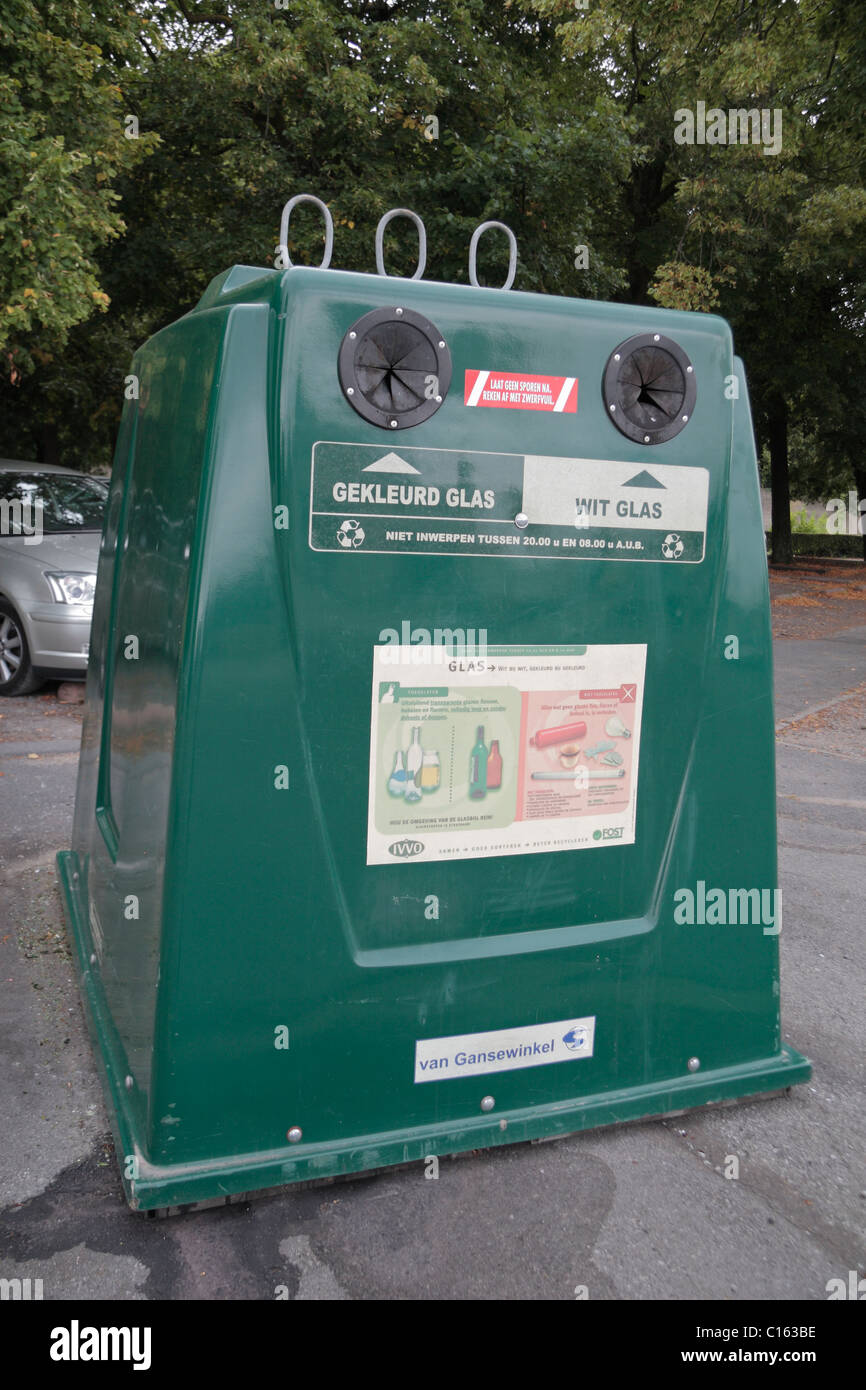 A glass recycling bank (container) in the centre of Ieper (Ypres), Belgium  Stock Photo - Alamy