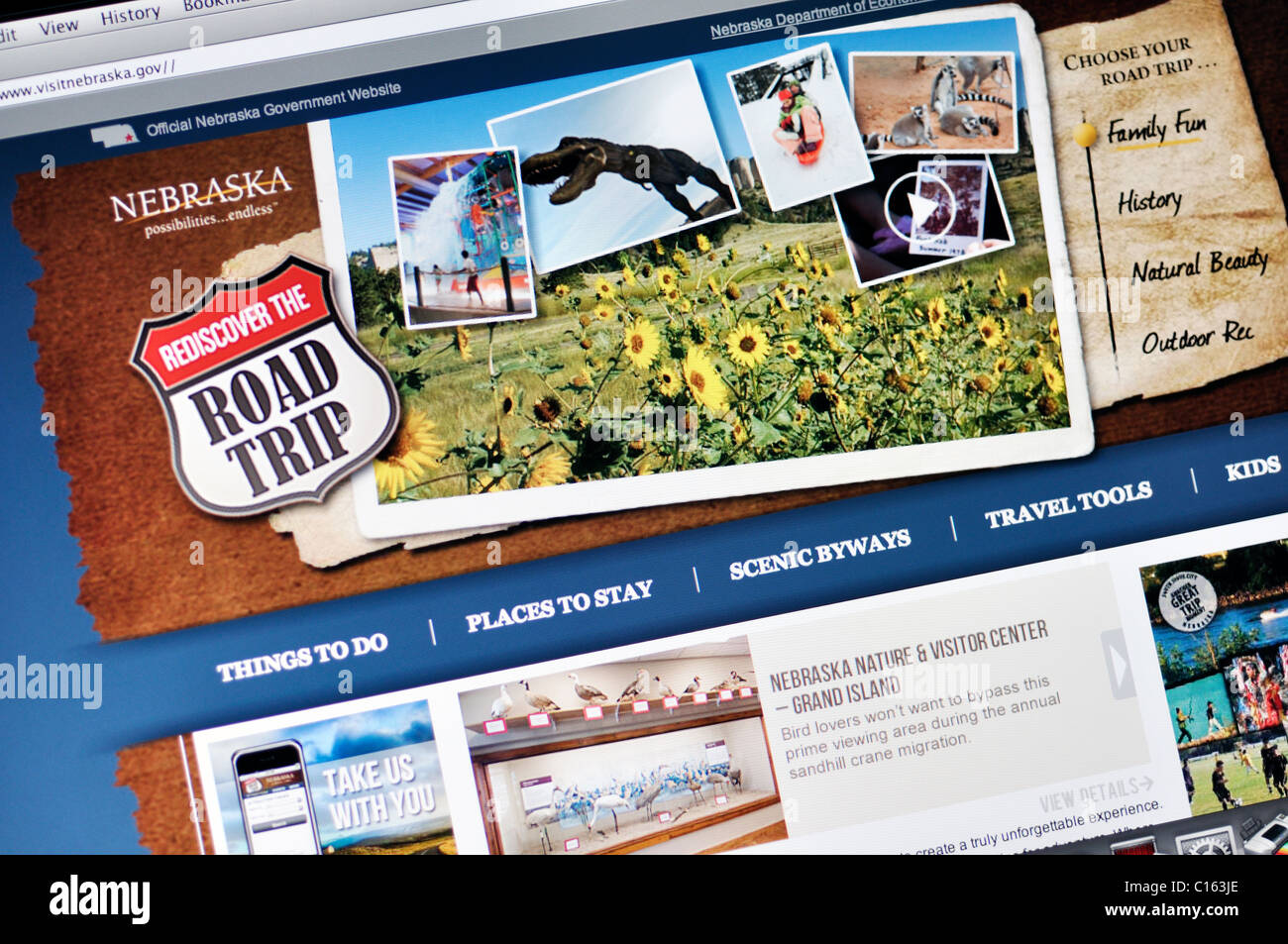 Nebraska official state tourism website Stock Photo