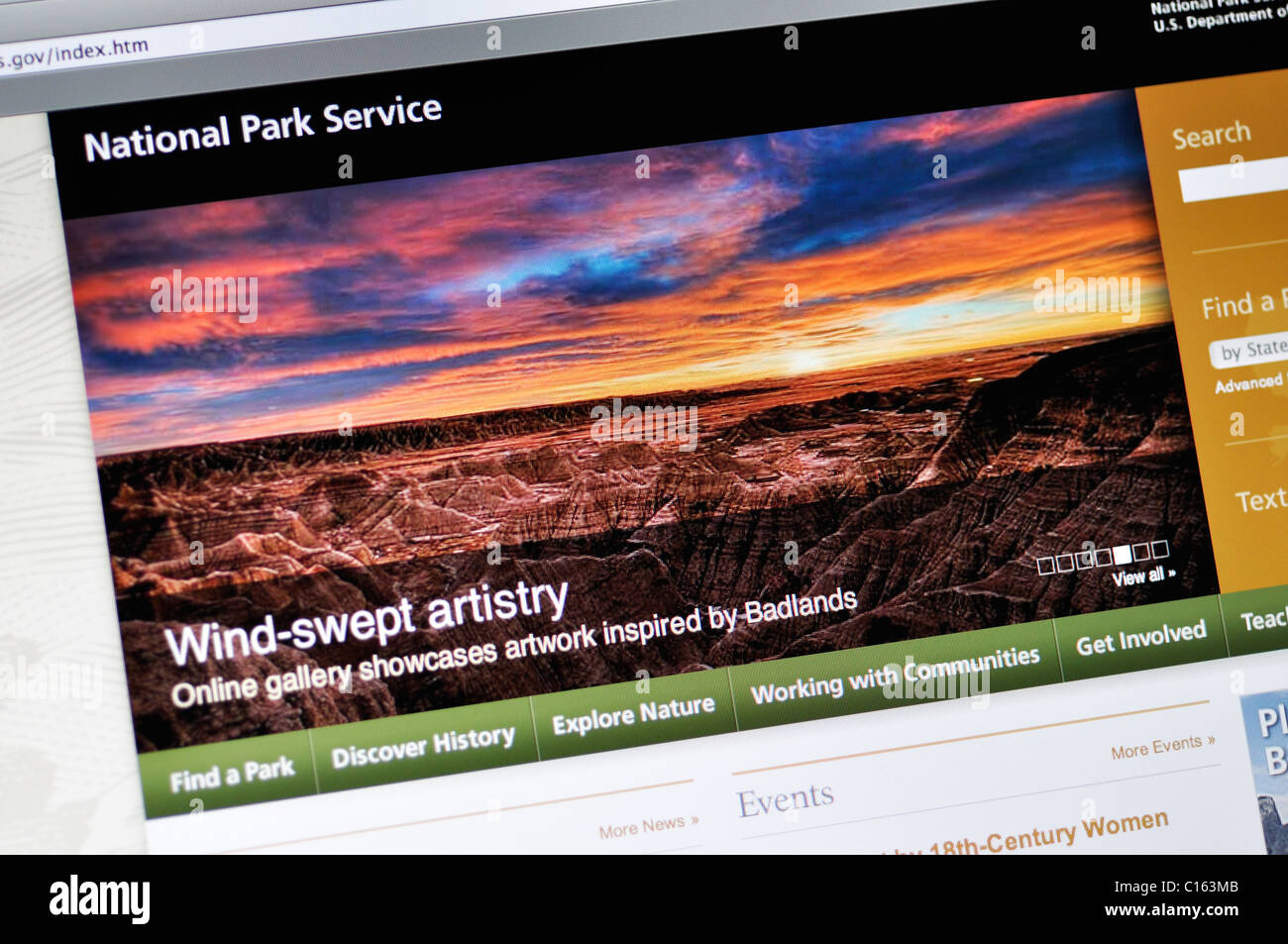 National Park Service website Stock Photo