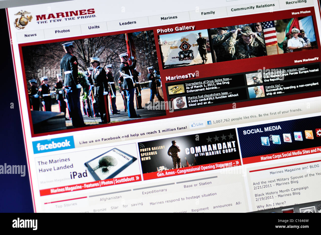 United States Marines  website Stock Photo