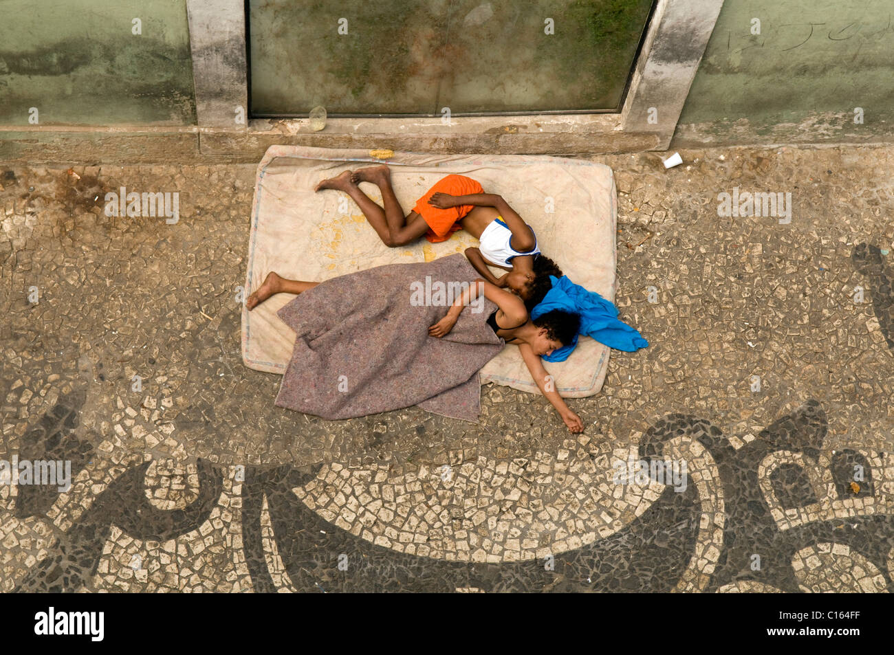 Sleeping homeless children, Salvador de Bahia, Brazil, South America Stock Photo