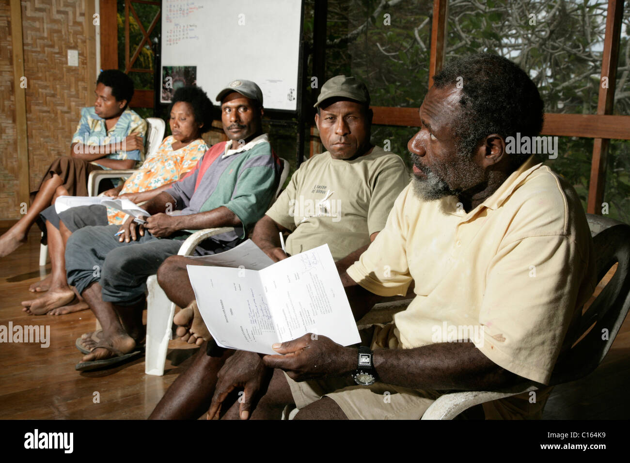 A gathering of the Conversation Initiative Ramu Bismark group, Madang, Papua New Guinea, Melanesia Stock Photo