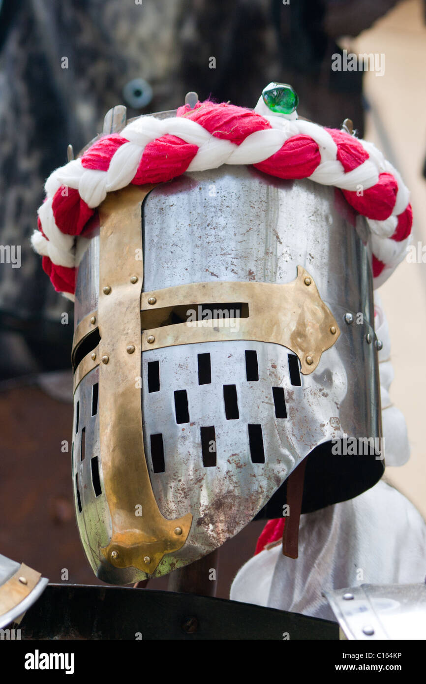 Medieval crusader knight helmet Stock Photo