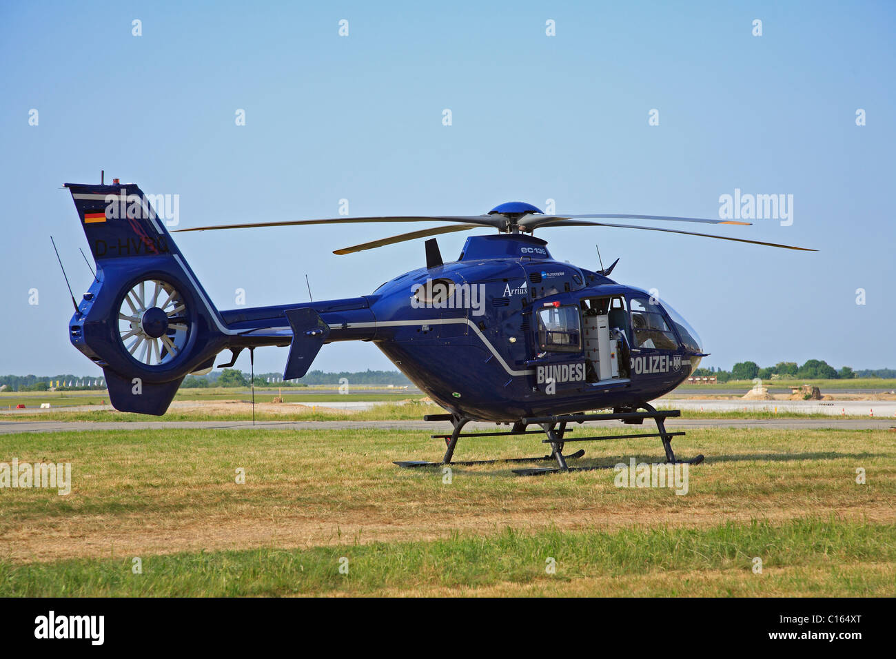 Eurocopter EC 135, helicopter of German Federal Police, Fenestron Impeller in fin Stock Photo
