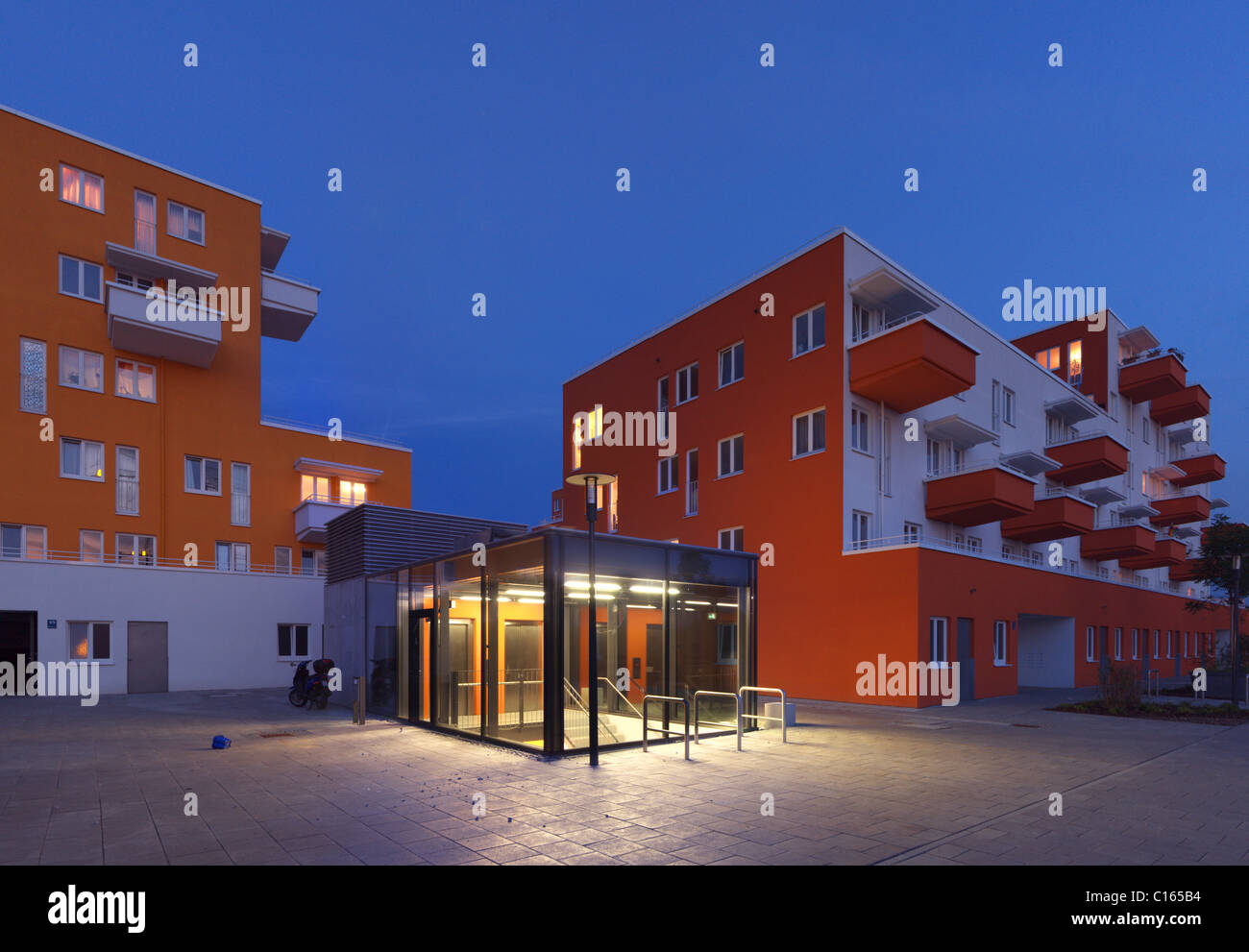 Modern council housing building, Munich, Bavaria, Germany, Europe Stock Photo