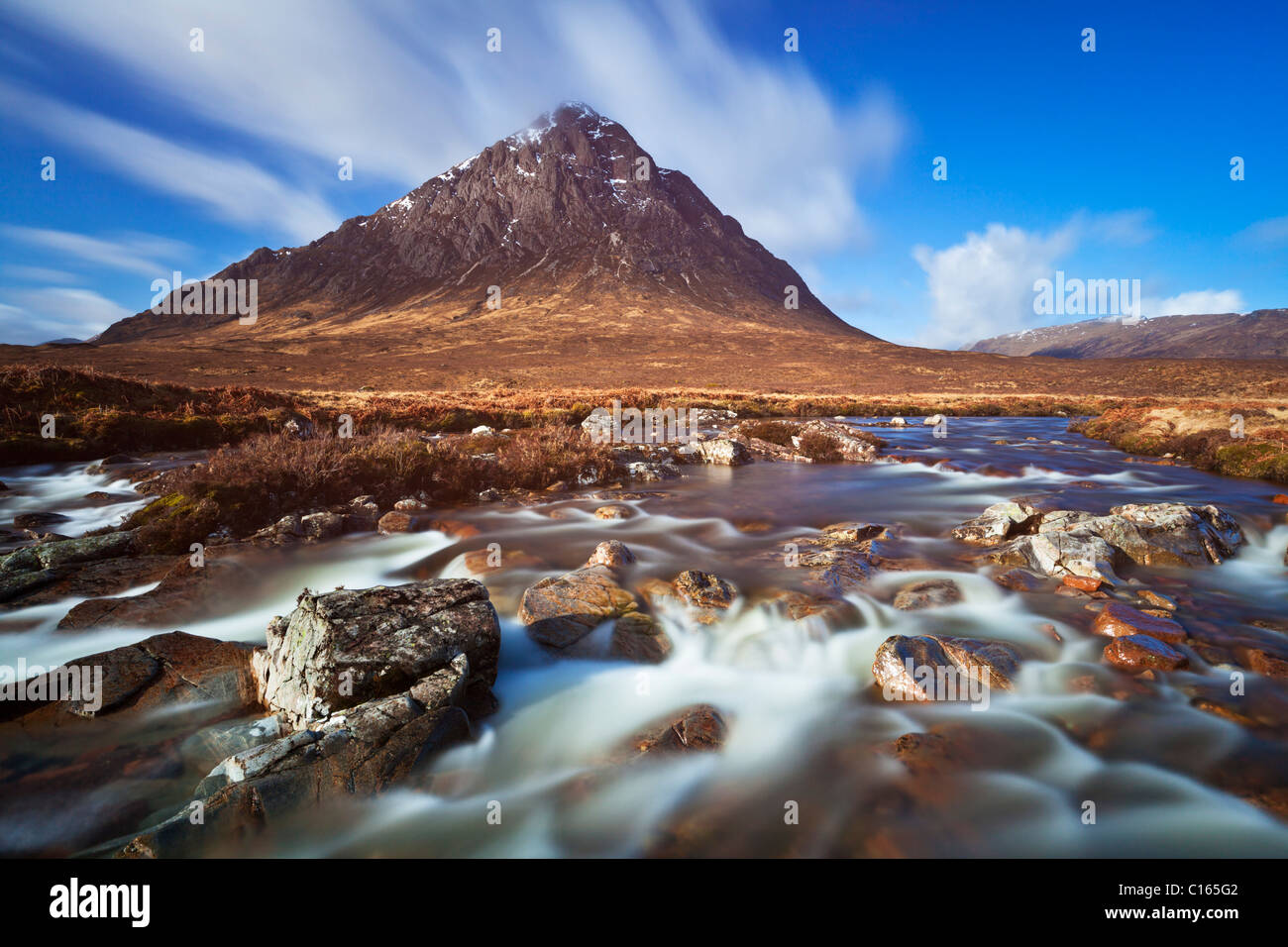 Buachaille Etive Mor and the River Coupall Scottish Highlands Scotland UK GB  Europe Stock Photo