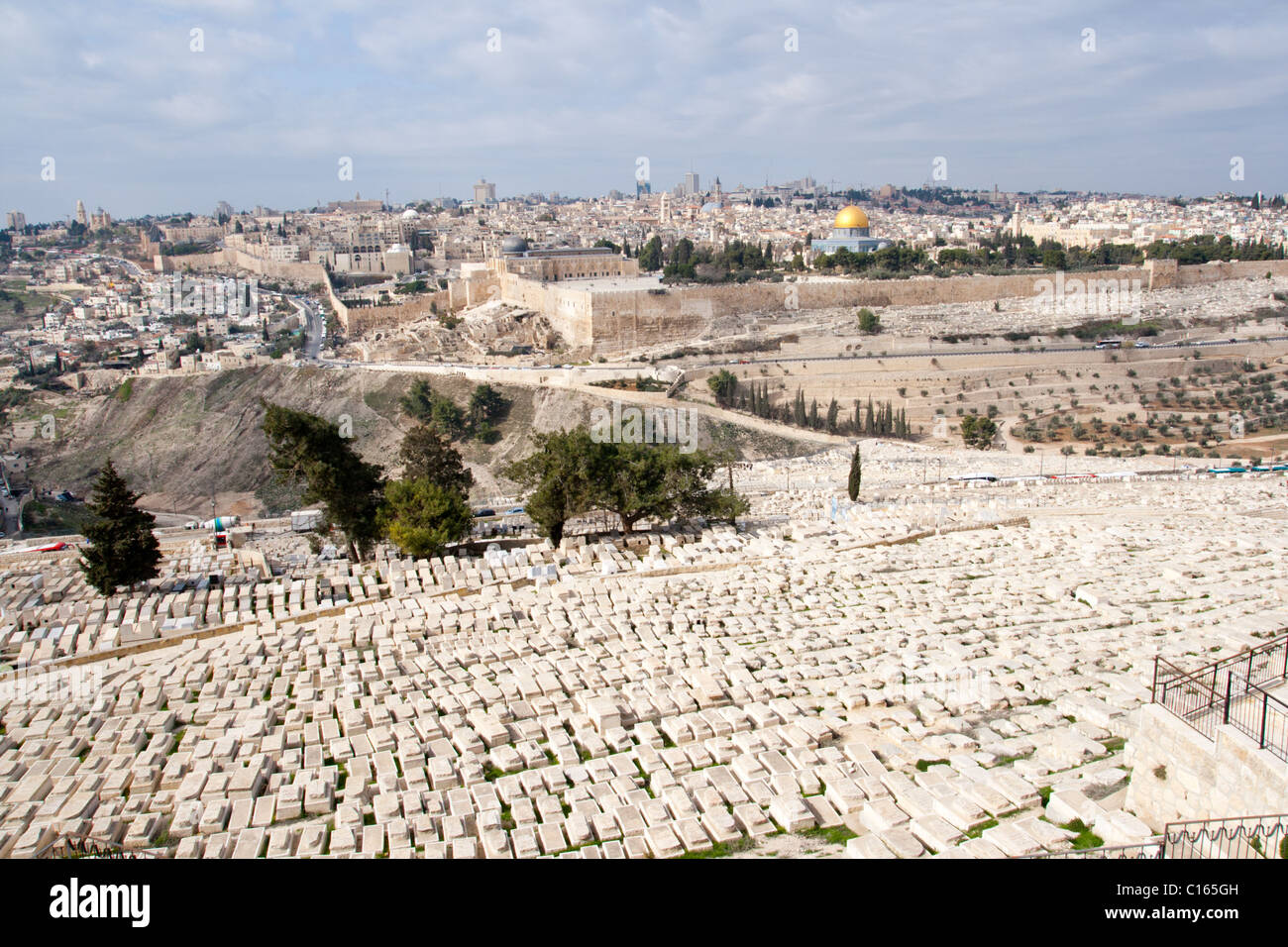 View from the Mount of Olives on Old Jerusalem, Israel Stock Photo