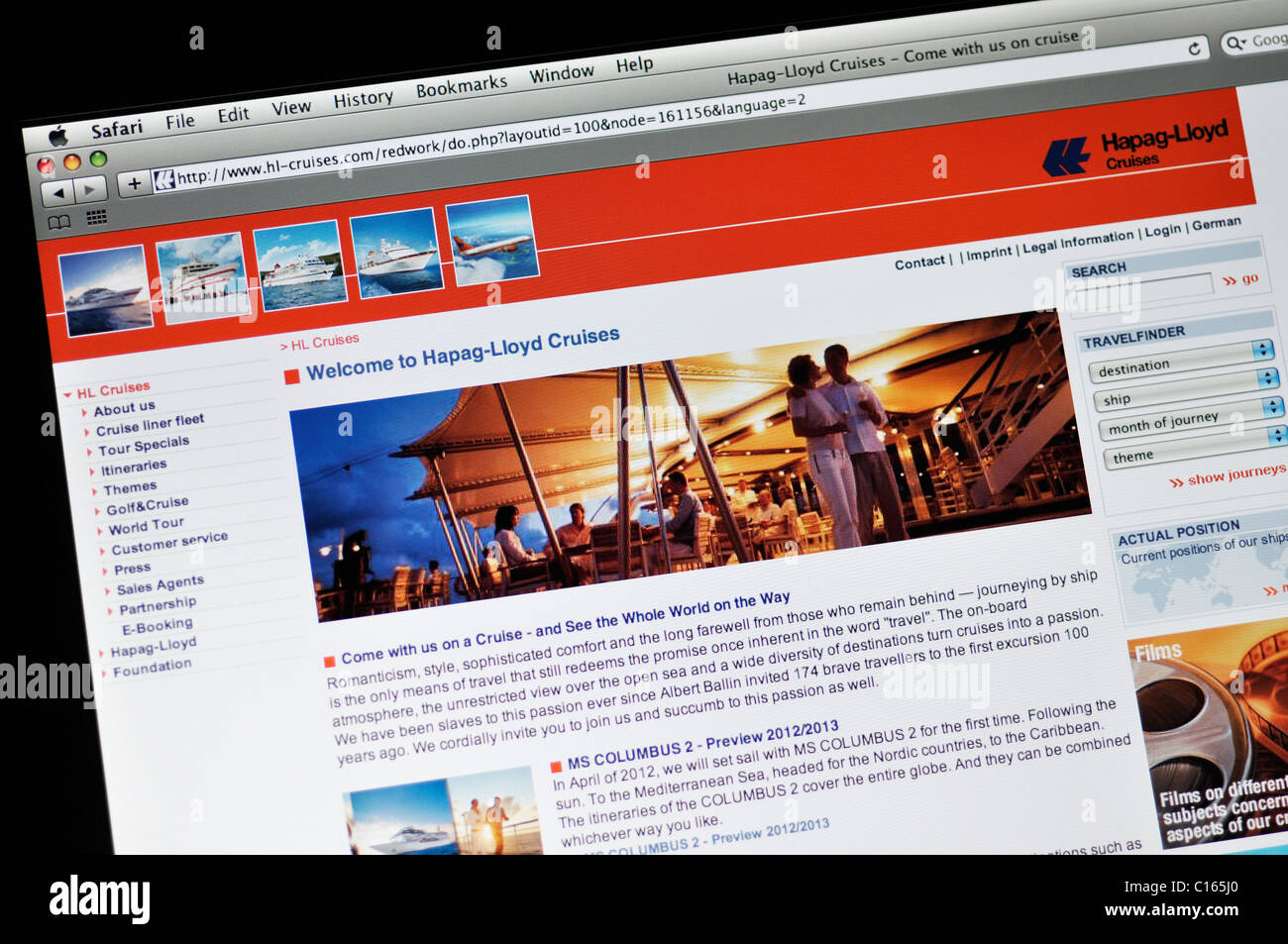 Hapag Lloyd cruise line website Stock Photo - Alamy