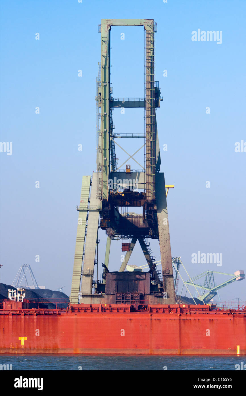 Shipping dock crane loading ship Stock Photo