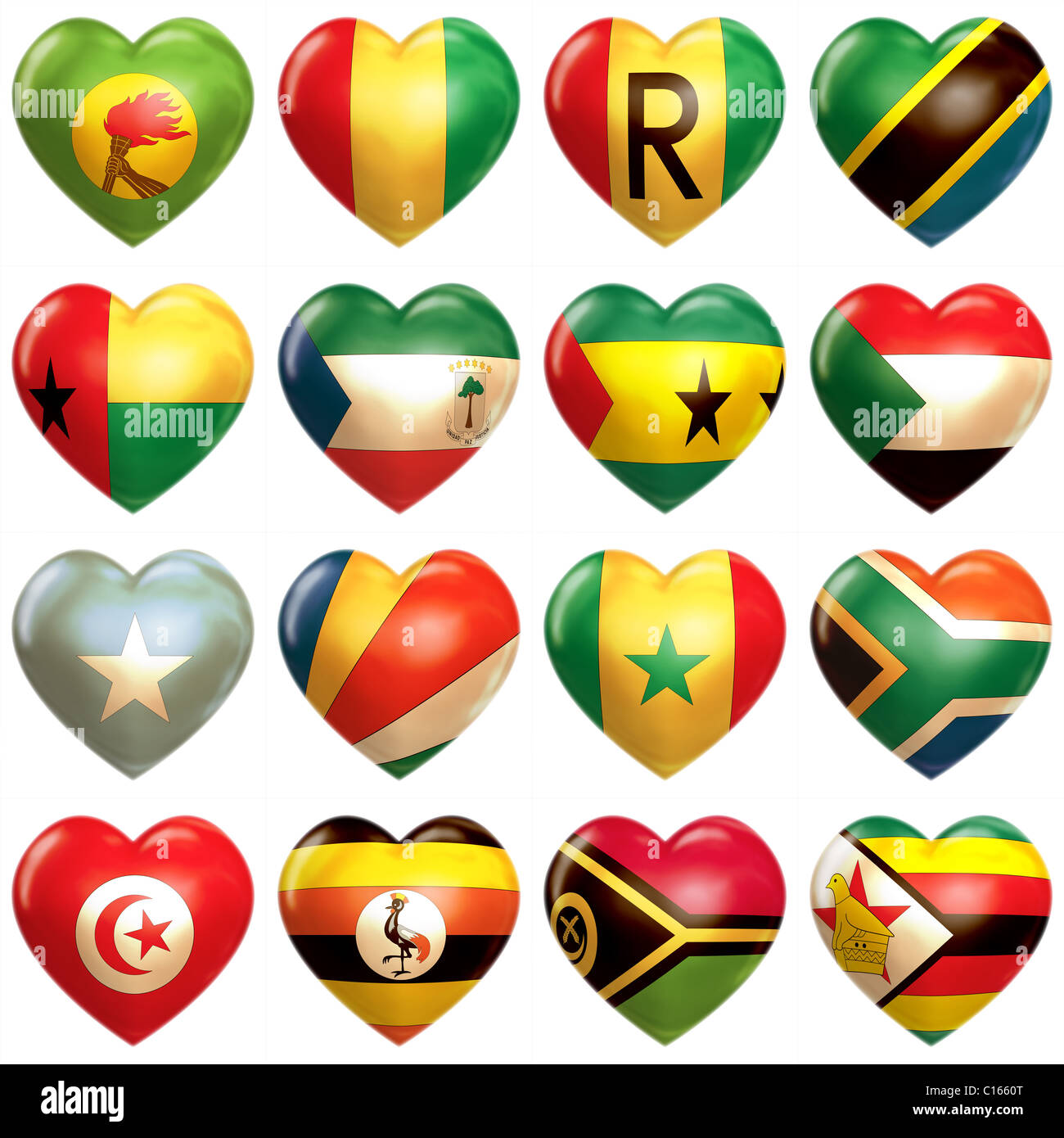 African Hearts set isolated on white Stock Photo Alamy
