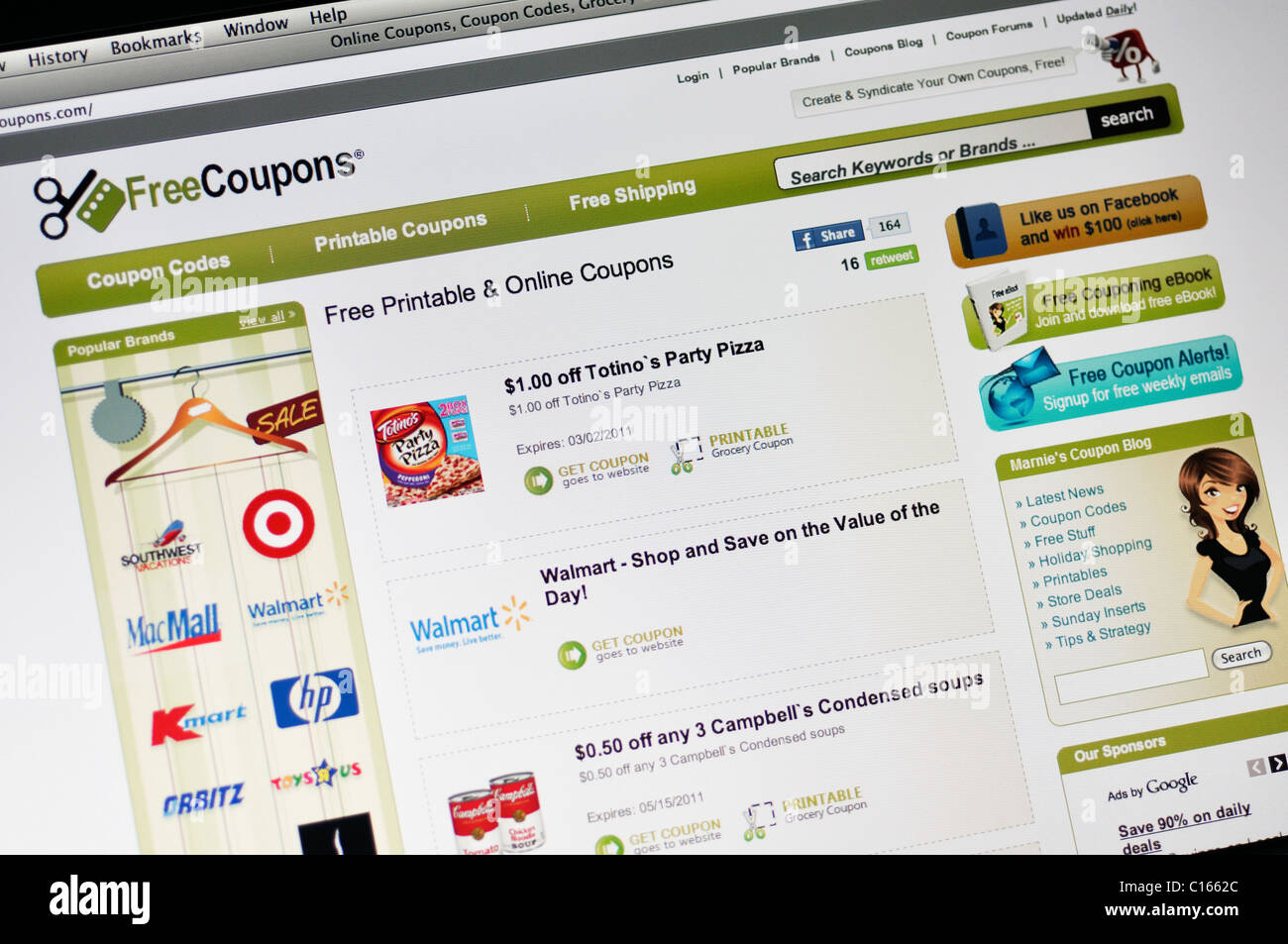 Free Coupons website - coupons, deals, savings online Stock Photo