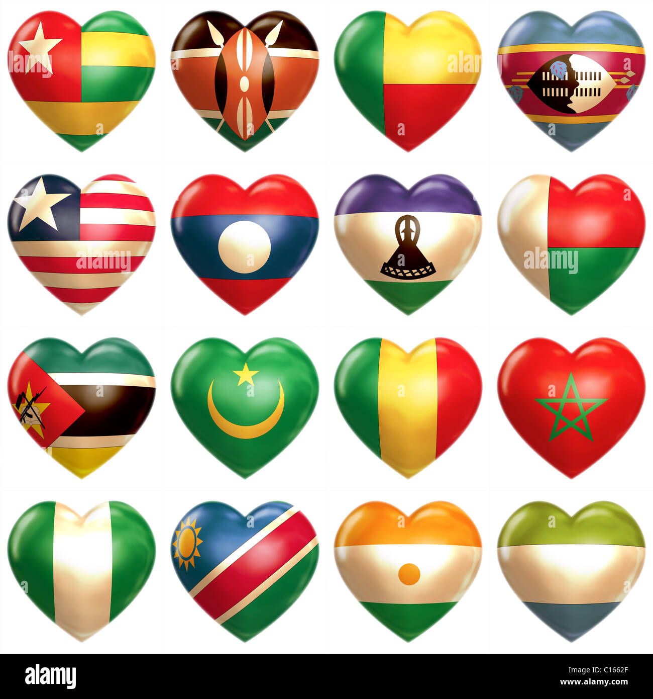 African Hearts set isolated on white Stock Photo Alamy