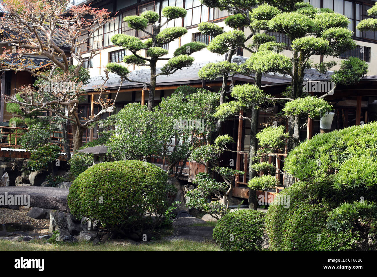 Japanese garden in ryokan , Nara, Honshu, Japan. Stock Photo