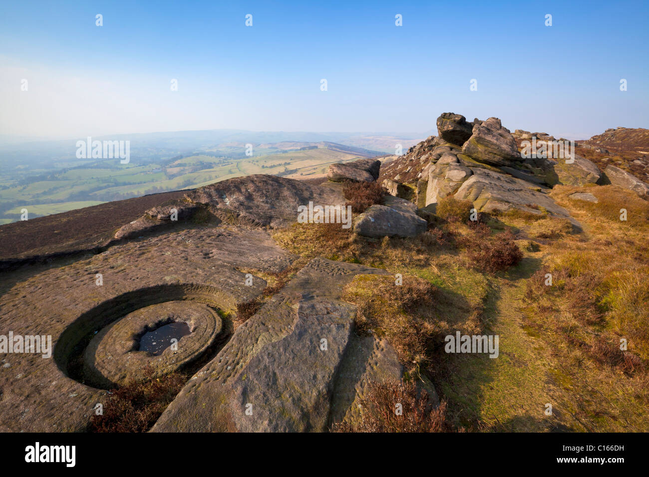 Gritstone rock formation in the Roaches Staffordshire England UK GB EU Europe Stock Photo