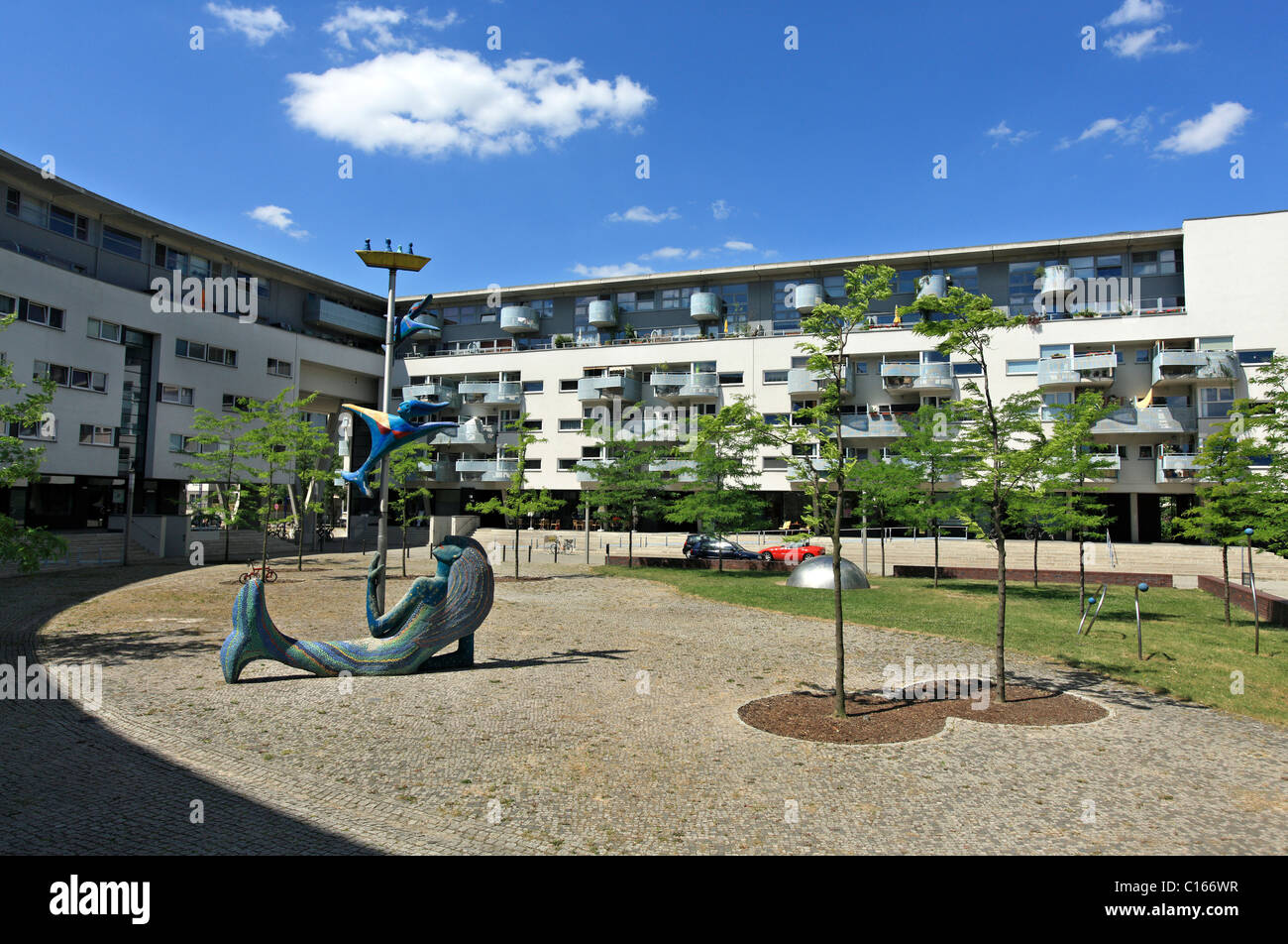 Residential buildings at Speicherplatz Wasserstadt Stralau, Expo 2000, Berlin, Germany, Europe Stock Photo