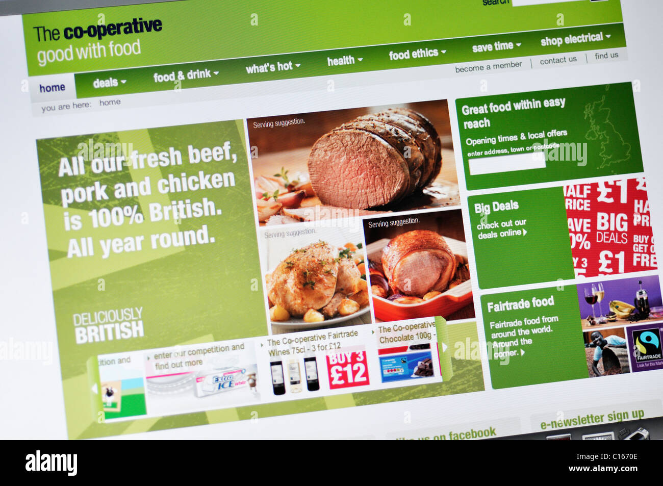 The Co-operative website (UK) Stock Photo