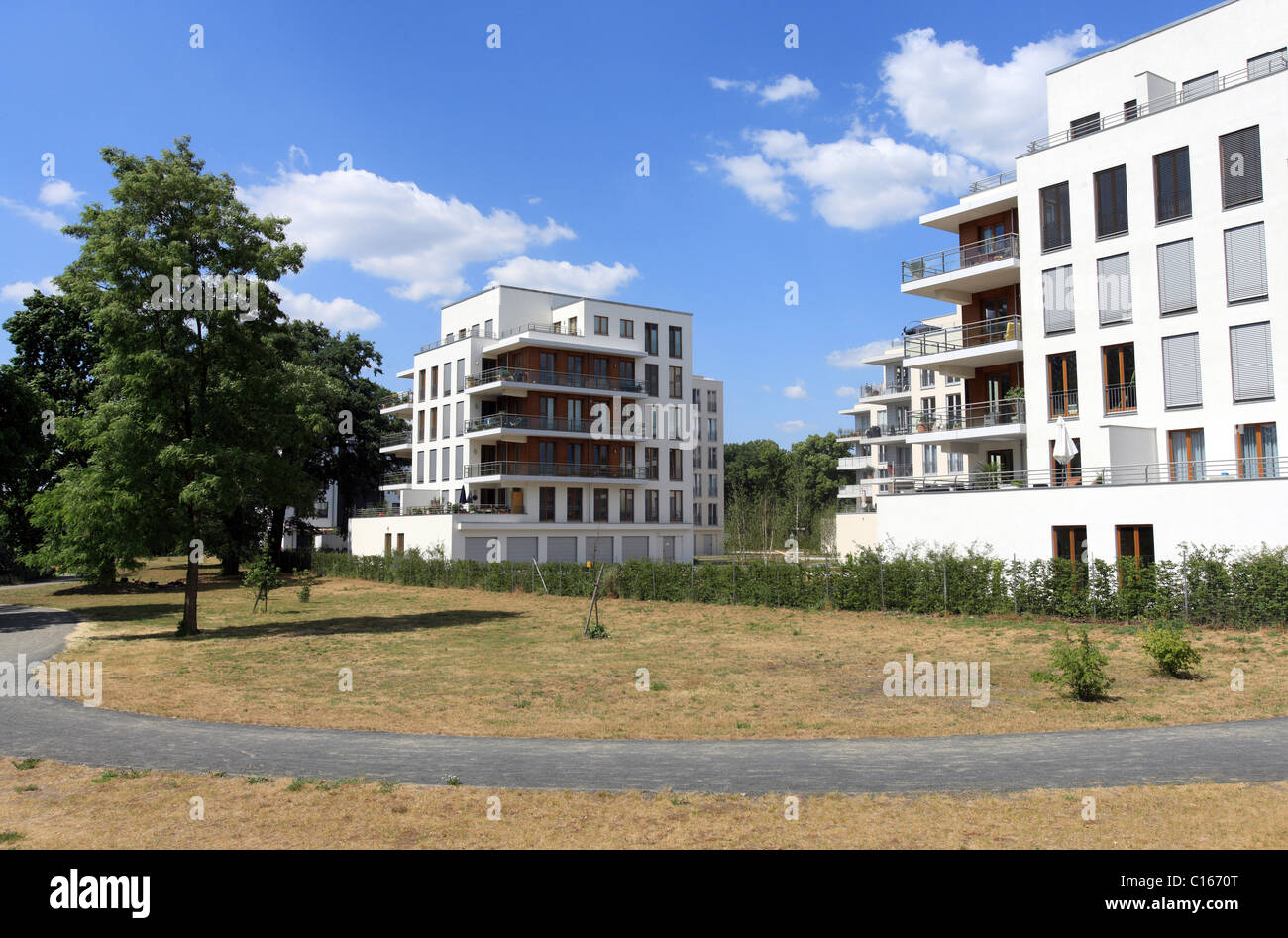 Residential buildings, town houses, Wasserstadt Stralau, Expo 2000, Berlin, Germany, Europe Stock Photo