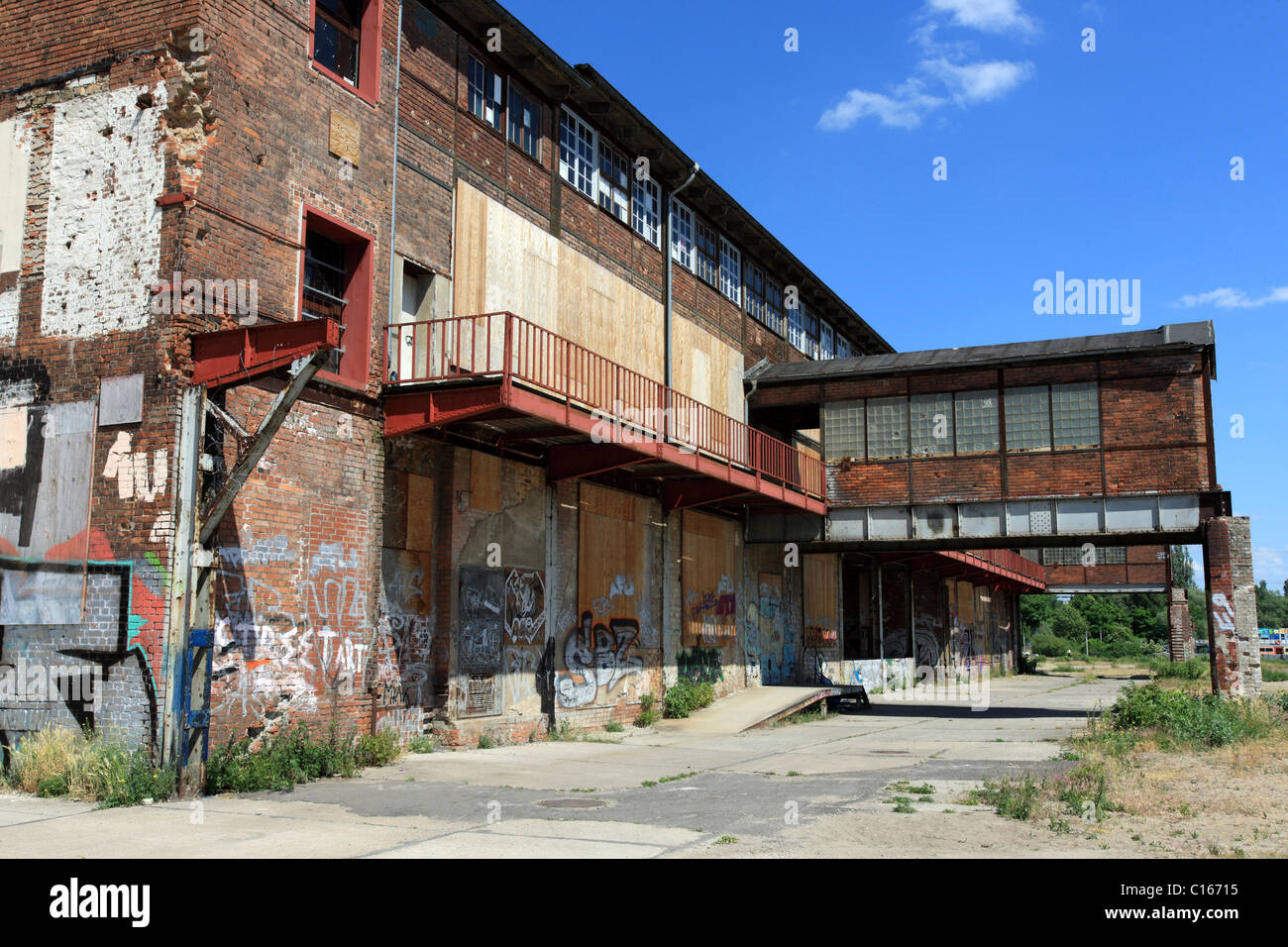 Run-down factory building of the former Stralau Glass Factory, Berlin ...