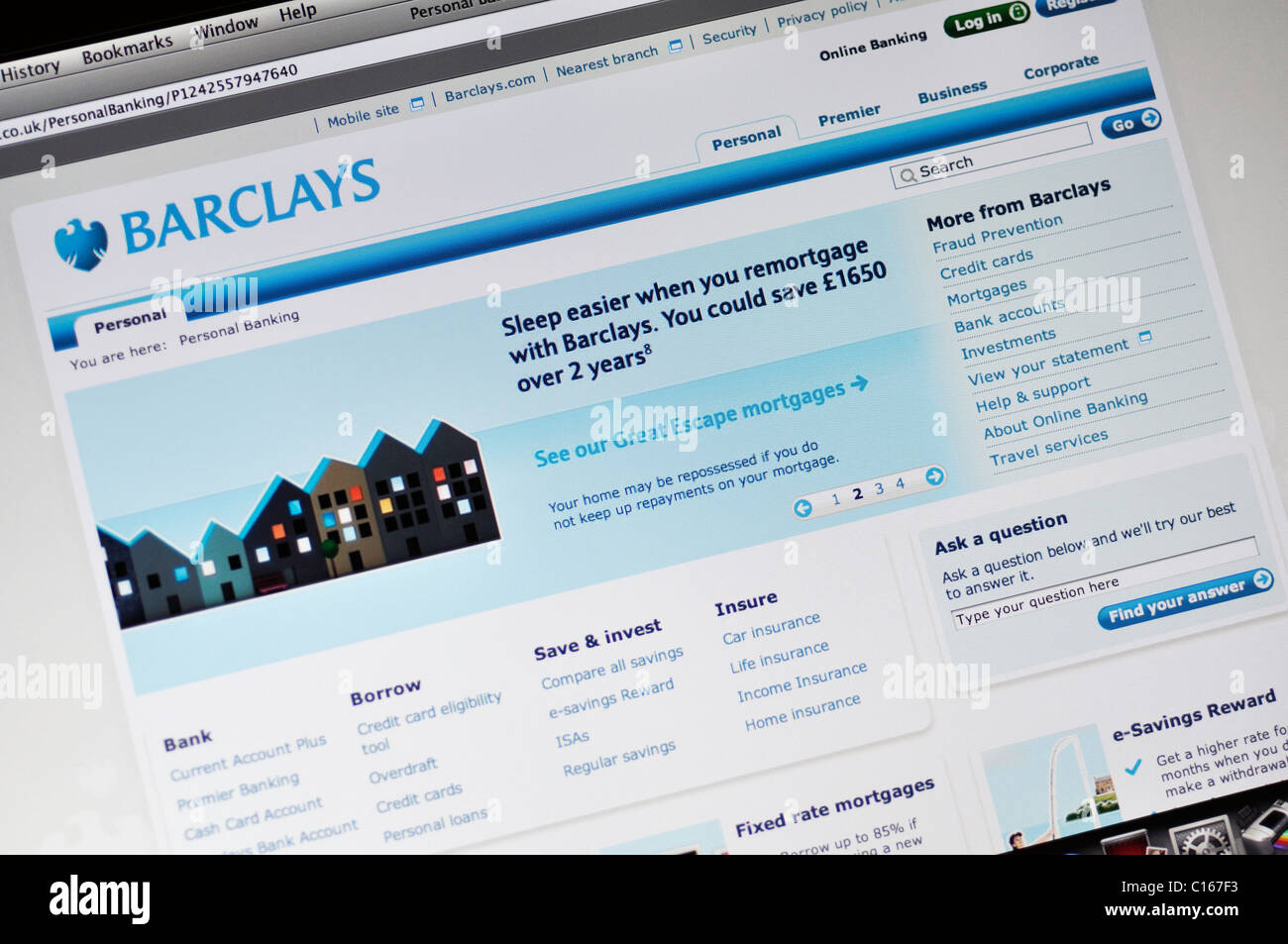 Barclays Group website - major global financial services provider Stock Photo