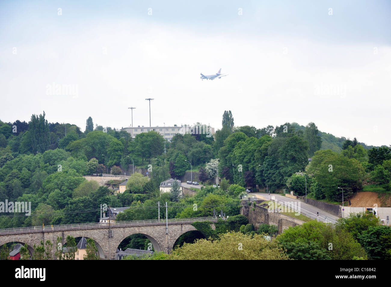 Plane landing in Luxembourg City, Luxembourg Stock Photo - Alamy